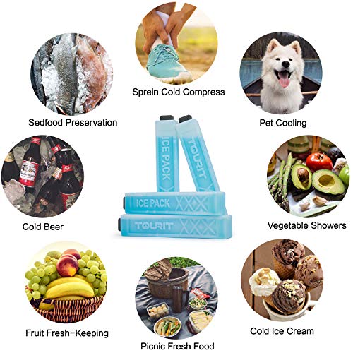 TOURIT Ice Packs for Coolers Reusable Long Lasting Freezer Packs for Lunch Bags/Boxes, Cooler Backpack, Camping, Beach, Picnics, Fishing and More (Set of 4, Blue) - Image 4
