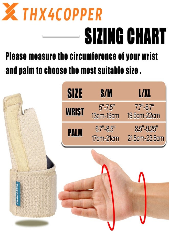 THX4COPPER Thumb & Wrist Stabilizer Splint for Blackberry Thumb,Thumb Pain Relief for Arthritis,Sprained,Tendonitis,Carpal Tunnel,Breathable&Stable,S-M(Beige) - Image 3