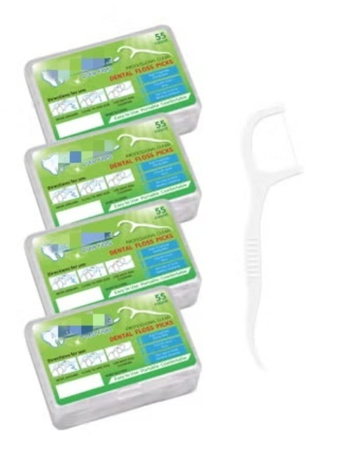 QZ 220-Pcs 55*4 Dental Floss Toothpick,Teeth Stick,Tooth Picks,Floss Picks,Teeth Cleaning，Family Size (220 Picks) - Image 1