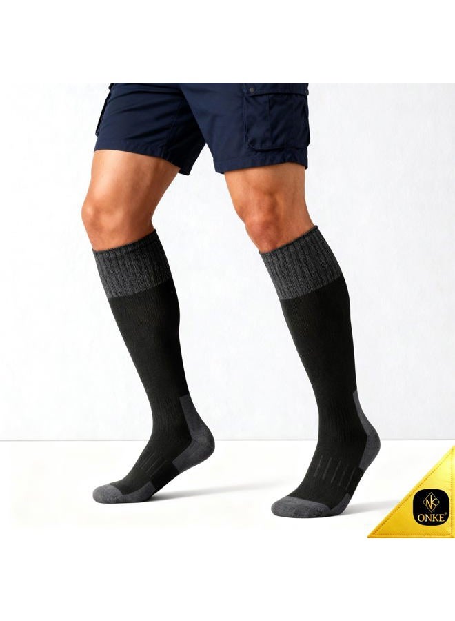 ONKE Max Full Cushion Knee High Socks for Men Steel Toe Work Boot Over the Calf OTC Moisture Wicking Thermal Hiking Hunting, Brown (Wool/2 Pairs), 13-15 - Image 2