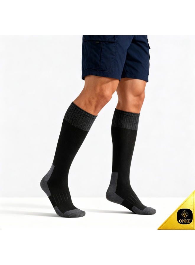 ONKE Max Full Cushion Knee High Socks for Men Steel Toe Work Boot Over the Calf OTC Moisture Wicking Thermal Hiking Hunting, Brown (Wool/2 Pairs), 13-15 - Image 3