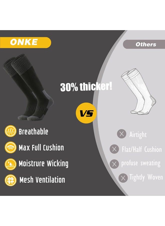 ONKE Max Full Cushion Knee High Socks for Men Steel Toe Work Boot Over the Calf OTC Moisture Wicking Thermal Hiking Hunting, Brown (Wool/2 Pairs), 13-15 - Image 4