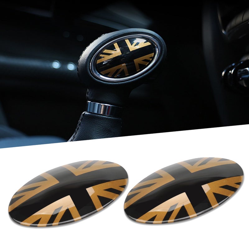 TOMALL Car Gear Shift Knob Cover Compatible with Mini CooperCooper S Clubman F54 F56 Hardtop F55 Hardtop 4Door Convertible F57 Auto Shift Gear Cover Car Knob Gear Stick Protector for Car Gold Flag