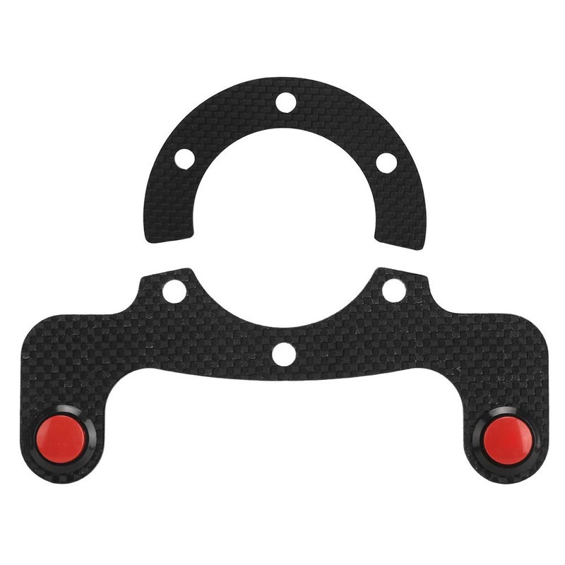 KIMISS Carbon Fibre External Horn Buttons Kits Steering Wheel Horn Button for 6 Screws Steering Wheel (Dual Button) - Image 1