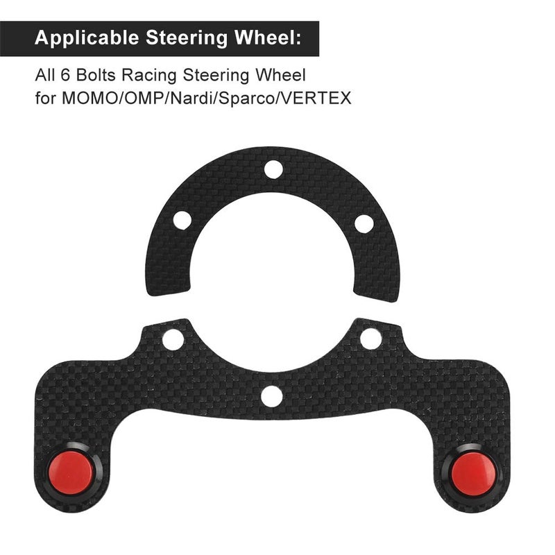 KIMISS Carbon Fibre External Horn Buttons Kits Steering Wheel Horn Button for 6 Screws Steering Wheel (Dual Button) - Image 2