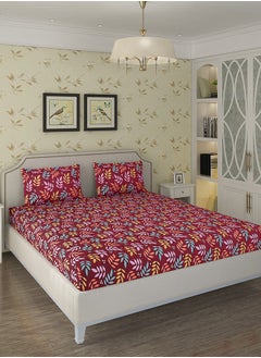 Status Contract Cotton Rich Double Bedsheet with 2 Pillow Covers for Bed Room, Home, Hotel-120 GSM, Red, 210 X 215 Cm  - Image 4