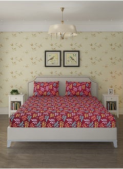Status Contract Cotton Rich Double Bedsheet with 2 Pillow Covers for Bed Room, Home, Hotel-120 GSM, Red, 210 X 215 Cm  - Image 3