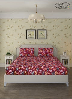 Status Contract Cotton Rich Double Bedsheet with 2 Pillow Covers for Bed Room, Home, Hotel-120 GSM, Red, 210 X 215 Cm  - Image 1
