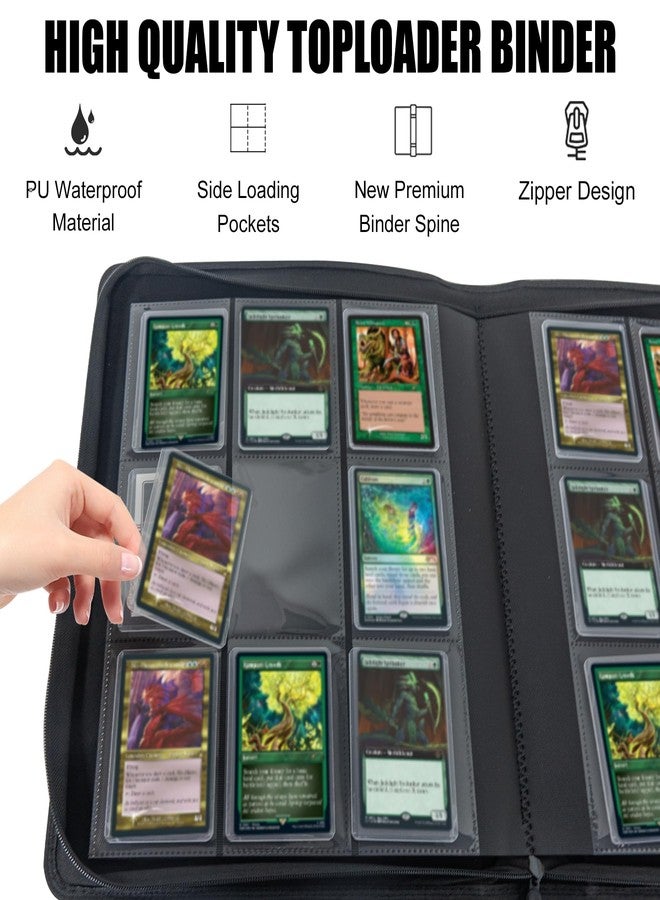 WTVIDAS Toploader Binder, Holds 288 Toploaders, 9-Pocket Ringless Double-Sided Pockets, Waterproof Top Loader Card Storage - Image 4