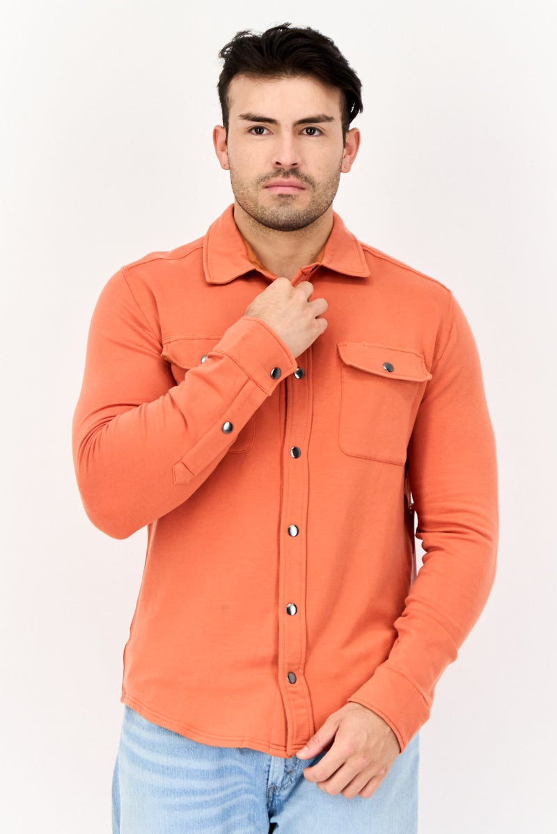 Feat Men Solid Hybrid Jacket Shirt, Coral Red - Image 1
