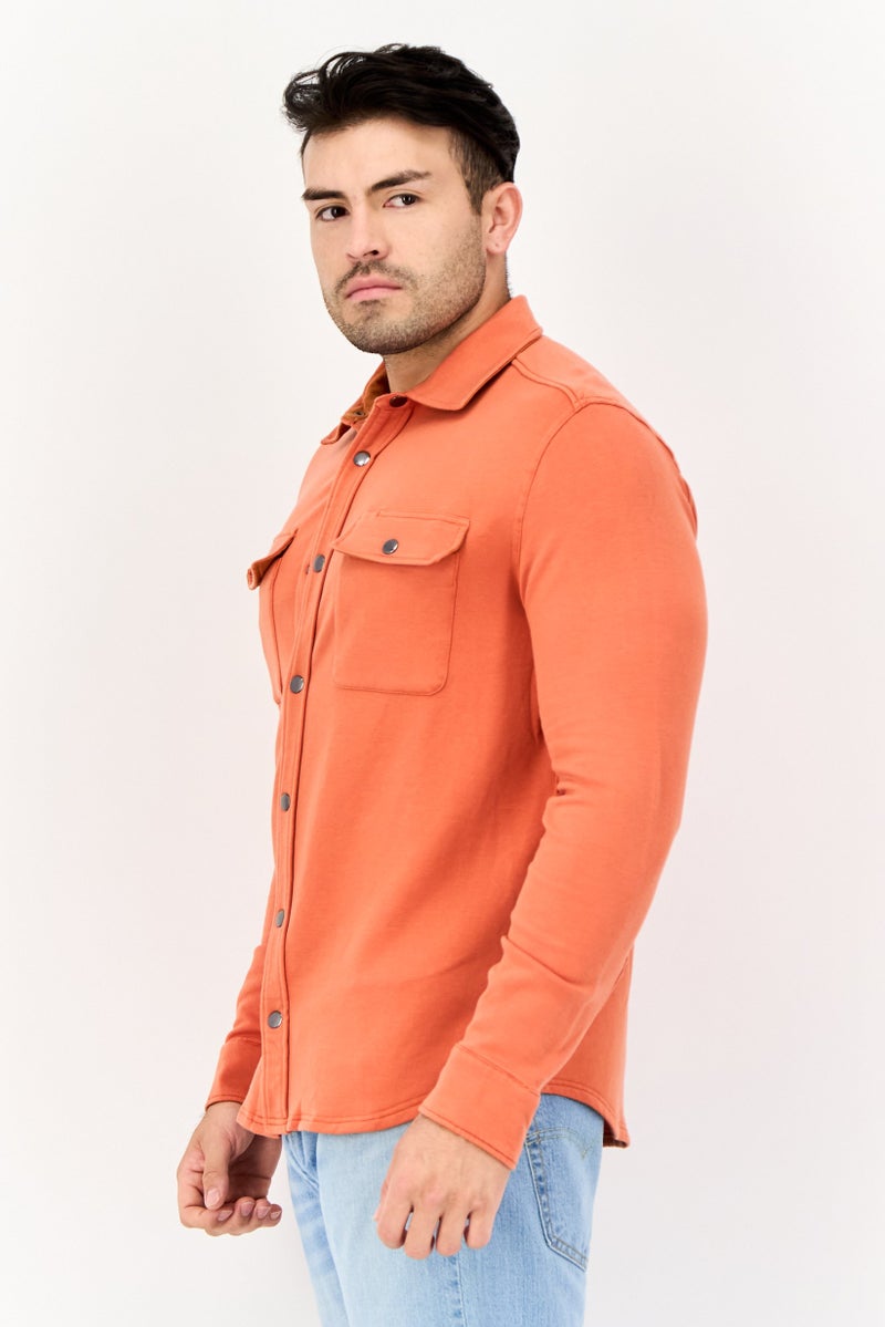 Feat Men Solid Hybrid Jacket Shirt, Coral Red - Image 2
