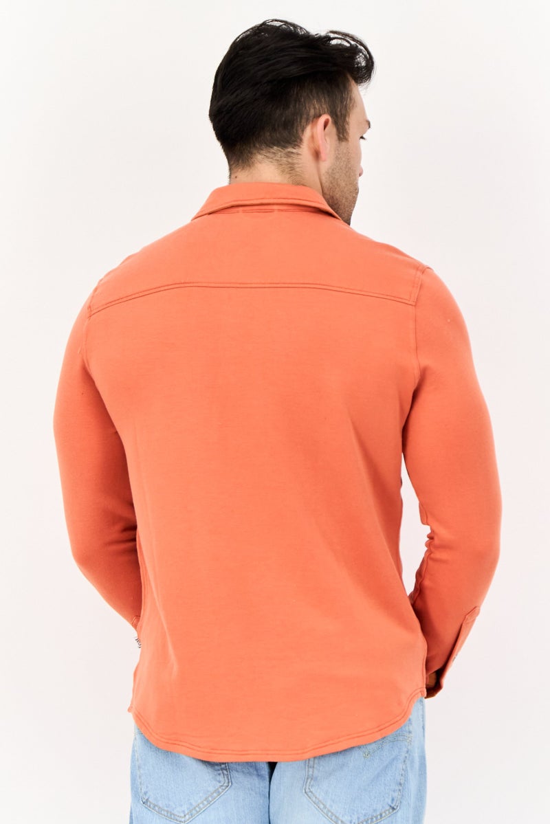 Feat Men Solid Hybrid Jacket Shirt, Coral Red - Image 4