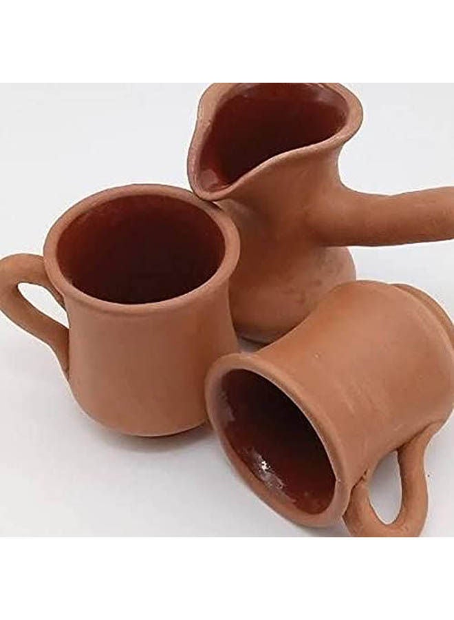 A Cookware Set And 2 Pottery Coffee Cups