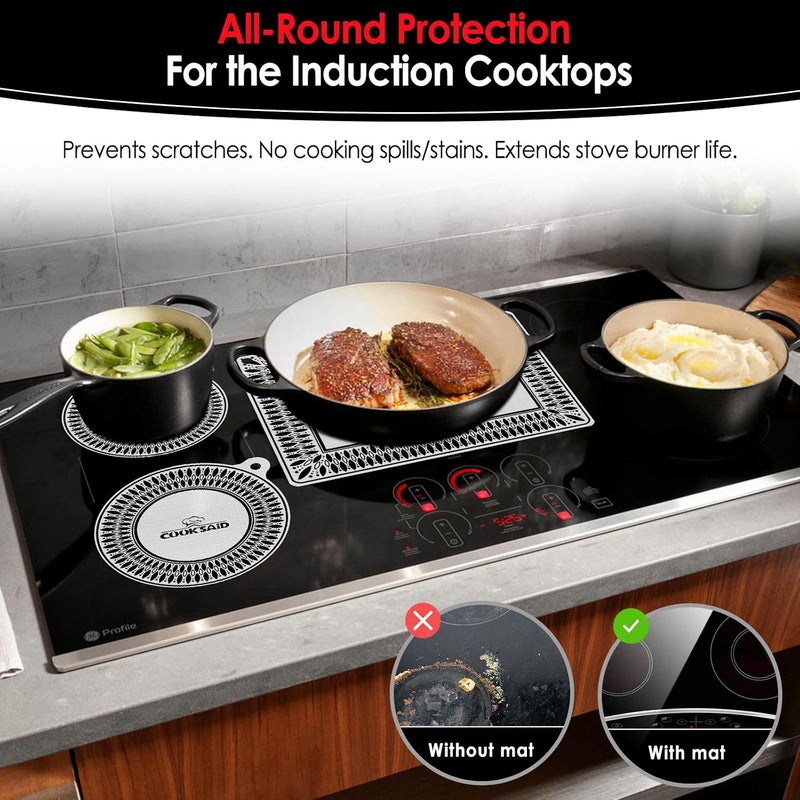 Cook's Aid حصيرة سطح الطهي التعريفي من (عبوة من قطعتين) - واقي الخدوش المغناطيسي لسطح الطهي التعريفي - حصائر سيليكون متعددة الوظائف - بطانة المقلاة الهوائية، حصيرة الميكروويف، قاعدة ساخنة (صغير - 7.9 بوصة) - Image 2