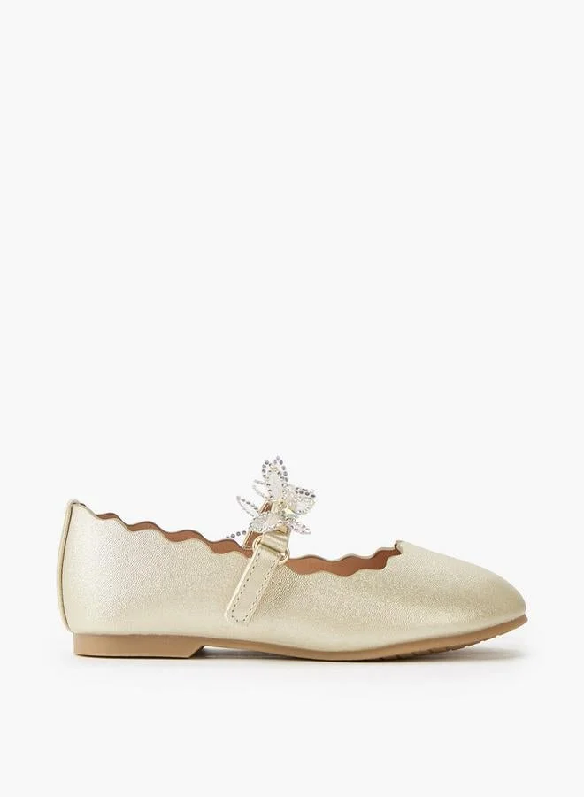 جونيورز Girls Hook And Loop Embellished Ballerina Shoes Ramadan Collections