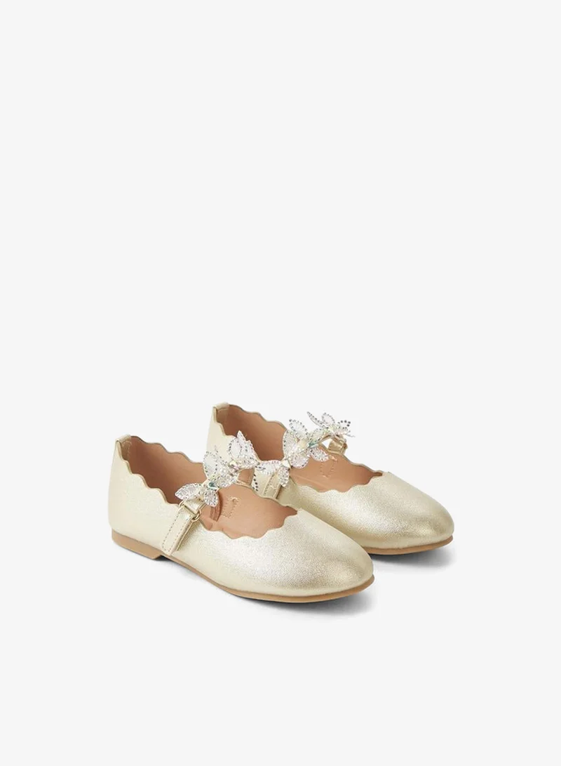 جونيورز Girls Hook And Loop Embellished Ballerina Shoes Ramadan Collections