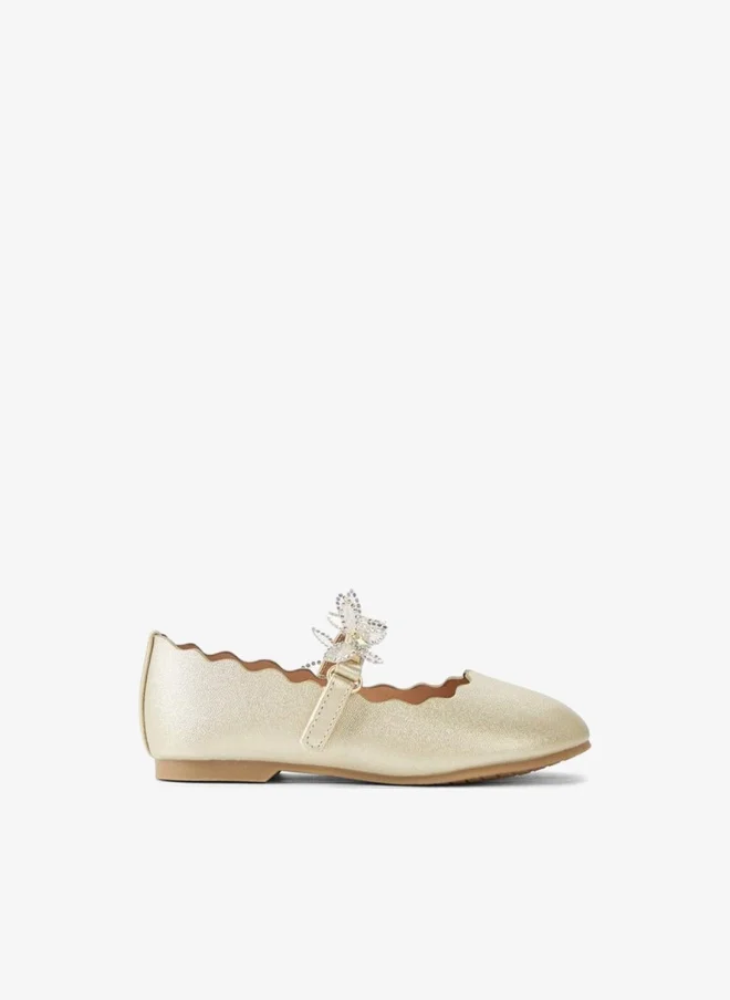 جونيورز Girls Hook And Loop Embellished Ballerina Shoes Ramadan Collections