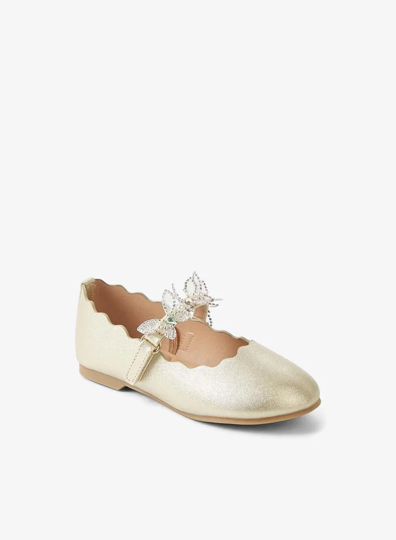 JUNIORS Girls Hook And Loop Embellished Ballerina Shoes Ramadan Collections