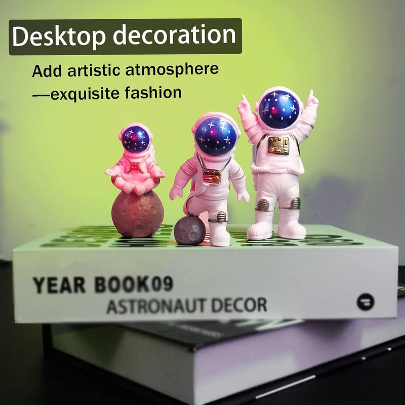 LYAROMIS Elegant Statues Decor Set, 3PCS Unique Polyresin Astronaut Figurines, Perfect Ornaments for Room, Car Dashboard, Office, Home Decor, Ideal Gift for Space Lovers (XKLLH) - Image 3