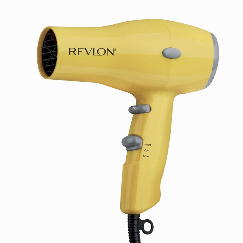 Revlon Compact Hair Dryer | 1875W Lightweight Design, Perfect for Travel, (Yellow) - Image 1