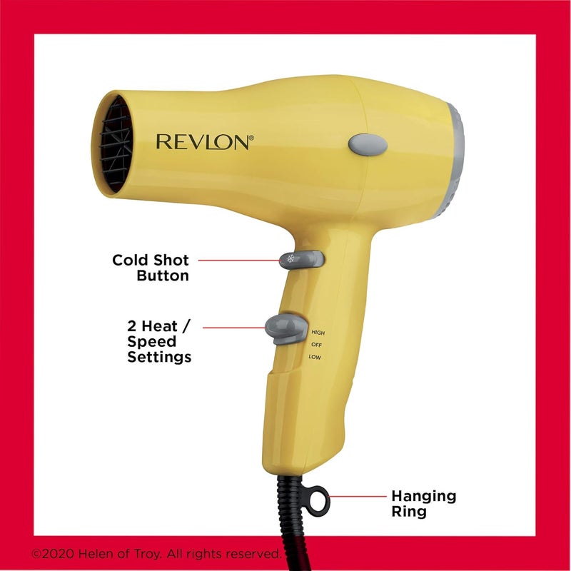 Revlon Compact Hair Dryer | 1875W Lightweight Design, Perfect for Travel, (Yellow) - Image 4