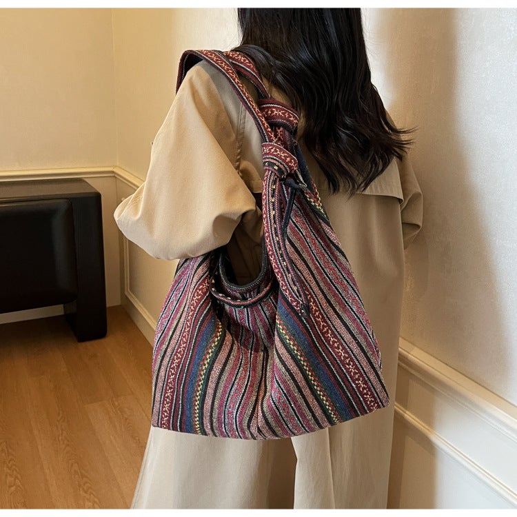 Bohemian Canvas Crossbody Tote Bag - Image 2