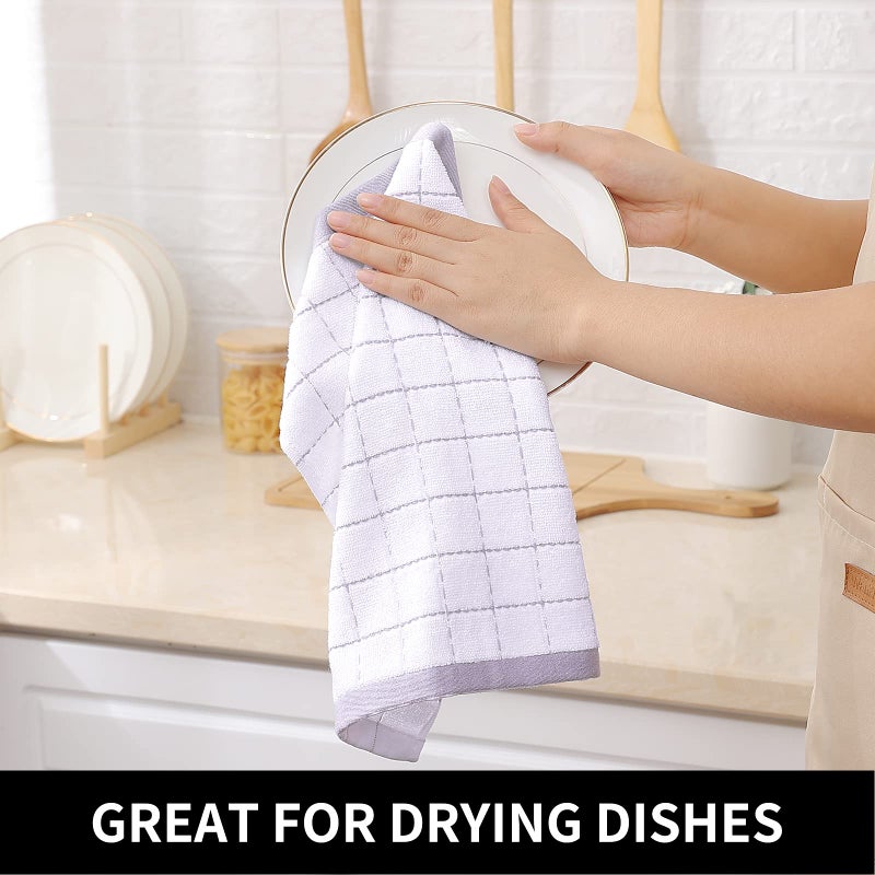 Homaxy 100% Cotton Terry Kitchen Dish Cloths, Ultra Soft and Absorbent Dish Towels for Kitchen, Suitable for Drying and Washing Dishes, 6 Pack, 12 x 12 Inches, White - Image 4