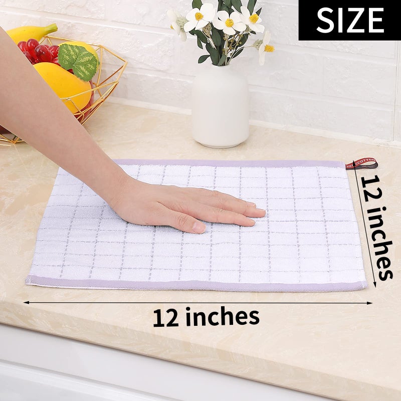 Homaxy 100% Cotton Terry Kitchen Dish Cloths, Ultra Soft and Absorbent Dish Towels for Kitchen, Suitable for Drying and Washing Dishes, 6 Pack, 12 x 12 Inches, White - Image 5