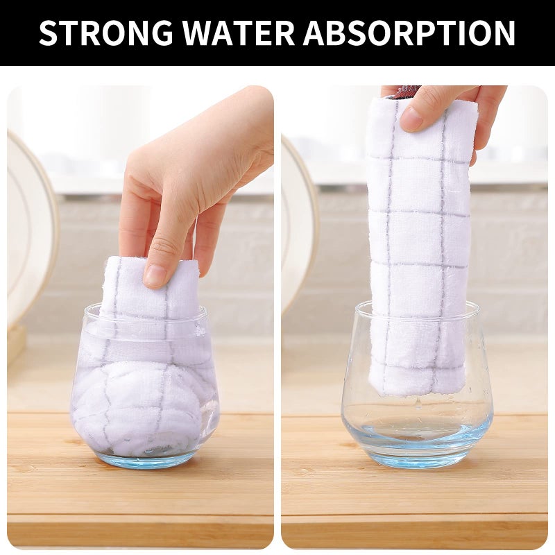 Homaxy 100% Cotton Terry Kitchen Dish Cloths, Ultra Soft and Absorbent Dish Towels for Kitchen, Suitable for Drying and Washing Dishes, 6 Pack, 12 x 12 Inches, White - Image 3
