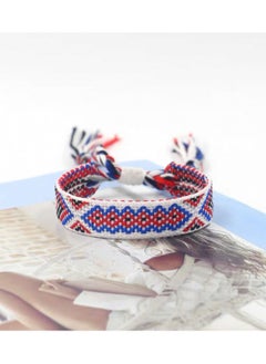 Generic Handwoven bracelets made of colorful threads. They feature geometric patterns and bright colors, with tassels at the ends. They can be used as hand or foot accessories. They are adjustable to fit different wrist sizes. 3 pieces.  - Image 5