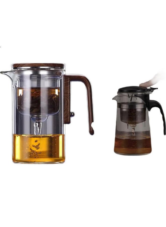 Yihutea Elegant Tea Infuser Bottle Press Type Tea Water Separation Quick Cup Thickened Heat-Resistant Glass Large Capacity Lazy Tea Set - Image 2