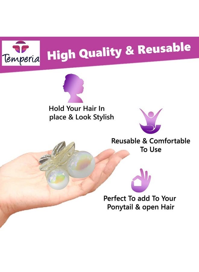 Temperia - (2 Pcs) Pearl Hair Clips For Women & Girls - Korean Clutcher Clutches Claw Clip Accessories - Sparkling Pearl Design, Stylish, Fashional (Dn08) - Image 1