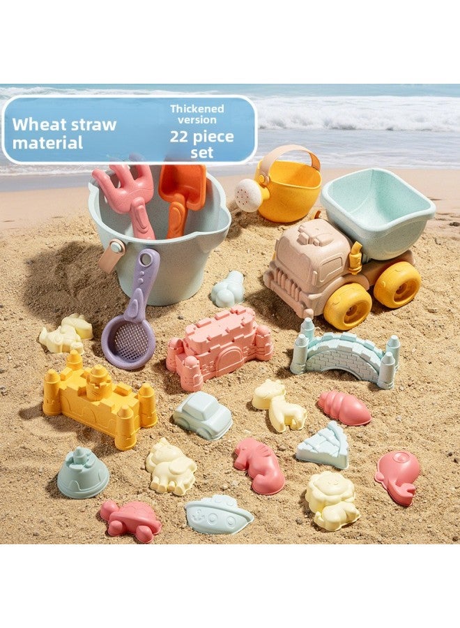Children's Beach Toy Car Baby Playing In The Water Digging Sand Tools Set Hourglass Shovel Bucket Playing With Sand Wheat Straw Material