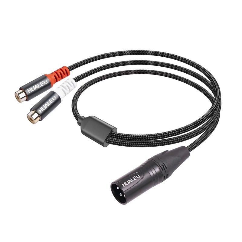 HUALEU كابل باتش HUALEU 1 قدم XLR إلى 2 RCA Y سبليتر، محول كابل صوتي أنثوي مزدوج RCA إلى ذكر XLR لمكبر الصوت وميكروفون المكثف والميكسر AMP - Image 1