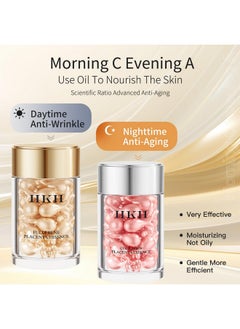 HKH Retinol Collagen Anti-Aging Wrinkle 48 Capsules Face Serum,Vc For Morning+Va For Evening,Vitamin C Anti-Wrinkle Serum,Vitamin A Retinol Anti-Aging Serum,Smooth,Hydrate And Moisturize,Travel Portable  - Image 3