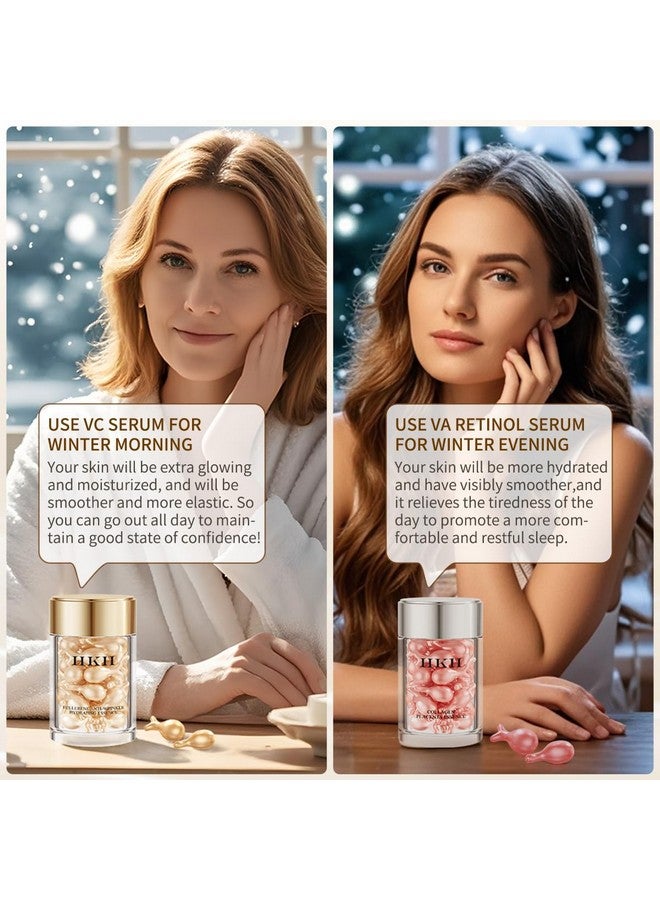 HKH Retinol Collagen Anti-Aging Wrinkle 48 Capsules Face Serum,Vc For Morning+Va For Evening,Vitamin C Anti-Wrinkle Serum,Vitamin A Retinol Anti-Aging Serum,Smooth,Hydrate And Moisturize,Travel Portable - Image 4