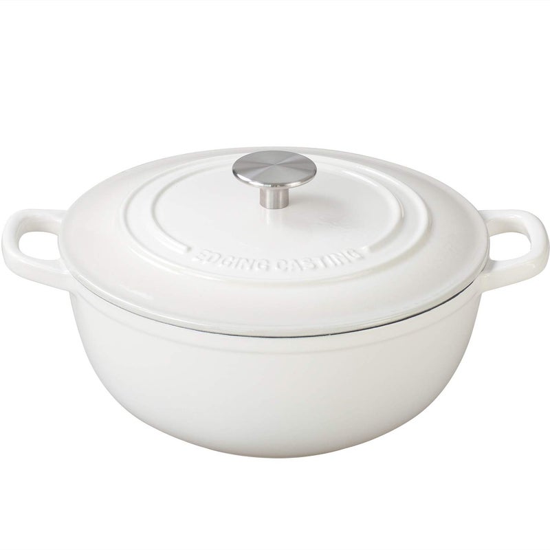 EDGING CASTING EDGING CASTING Enameled Cast Iron Dutch Oven Pot with Lid for Sourdough Bread Baking Bread Dutch Ovens Cooking Pots 5 Quart White 