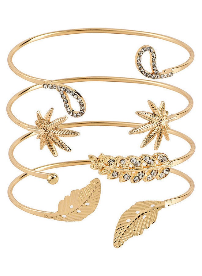 4-Piece Leaves Pattern Fashion Bracelets Set