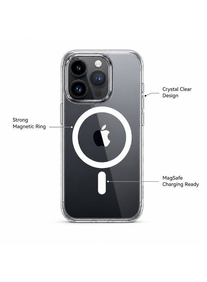 غطاء KUVETE لهاتف iPhone 16 Pro Max، متوافق مع MagSafe، تصميم شفاف كريستالي مقاوم للصدمات مع مغناطيس مدمج، يوفر حماية متكاملة للكاميرا مع إبراز جمال الهاتف الأصلي وأناقة عصرية - Image 2