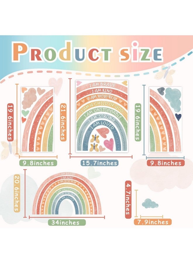 HATARU Rainbow Wall Decal Kids Inspirational Wall Stickers Watercolor Rainbow Wall Decals for Nursery Pastel I Am Decor Motivational Vinyl Walls Sticker for Kids Bedroom Playroom,20.6"x34" - Image 4