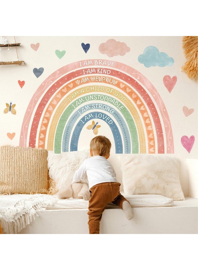 HATARU Rainbow Wall Decal Kids Inspirational Wall Stickers Watercolor Rainbow Wall Decals for Nursery Pastel I Am Decor Motivational Vinyl Walls Sticker for Kids Bedroom Playroom,20.6"x34" - Image 5