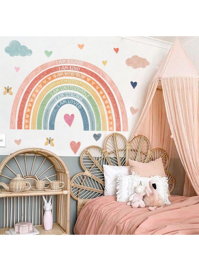 HATARU Rainbow Wall Decal Kids Inspirational Wall Stickers Watercolor Rainbow Wall Decals for Nursery Pastel I Am Decor Motivational Vinyl Walls Sticker for Kids Bedroom Playroom,20.6"x34" - Image 3