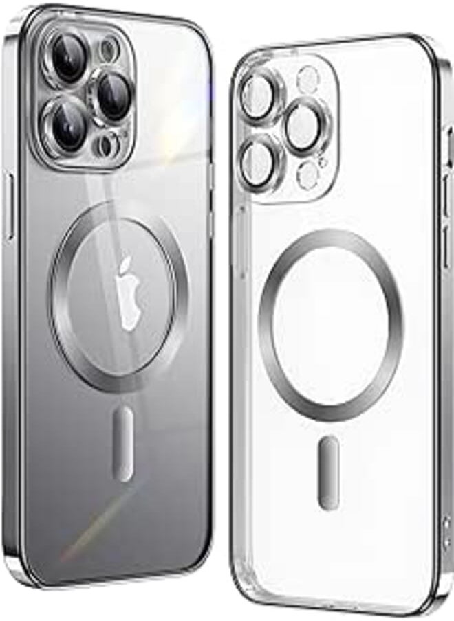 DTBG - DTBG Matallic Glossy Clear for iPhone 11 Pro Max Clear Case with Plating Full Camera Protection [Strong Magnetic Attraction] Slim Thin Phone Case Shockproof Cover for Women Girls(6.5")-Silver - Image 1
