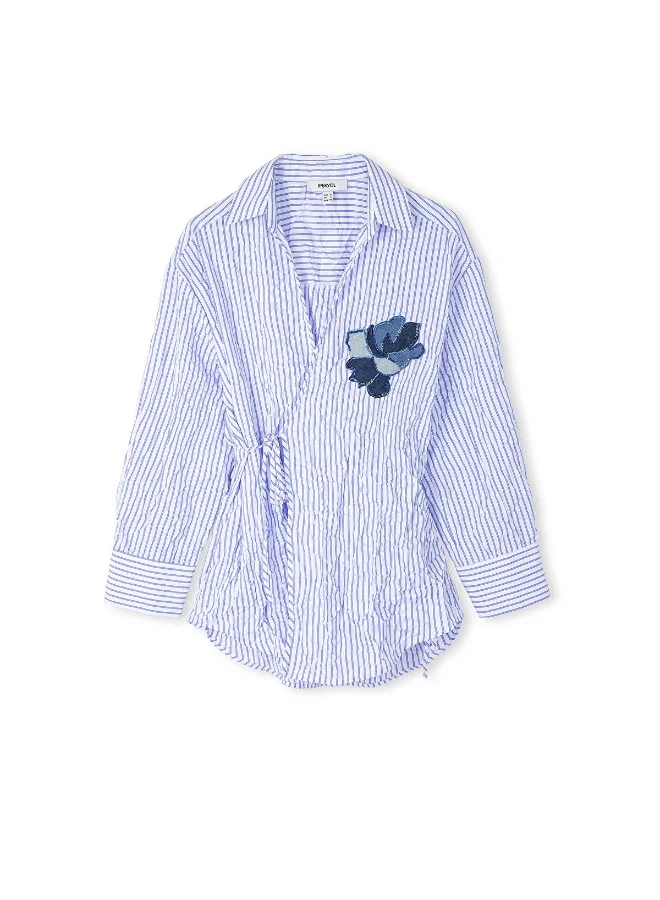 إبيكيول Striped Blouse With Denim Applique