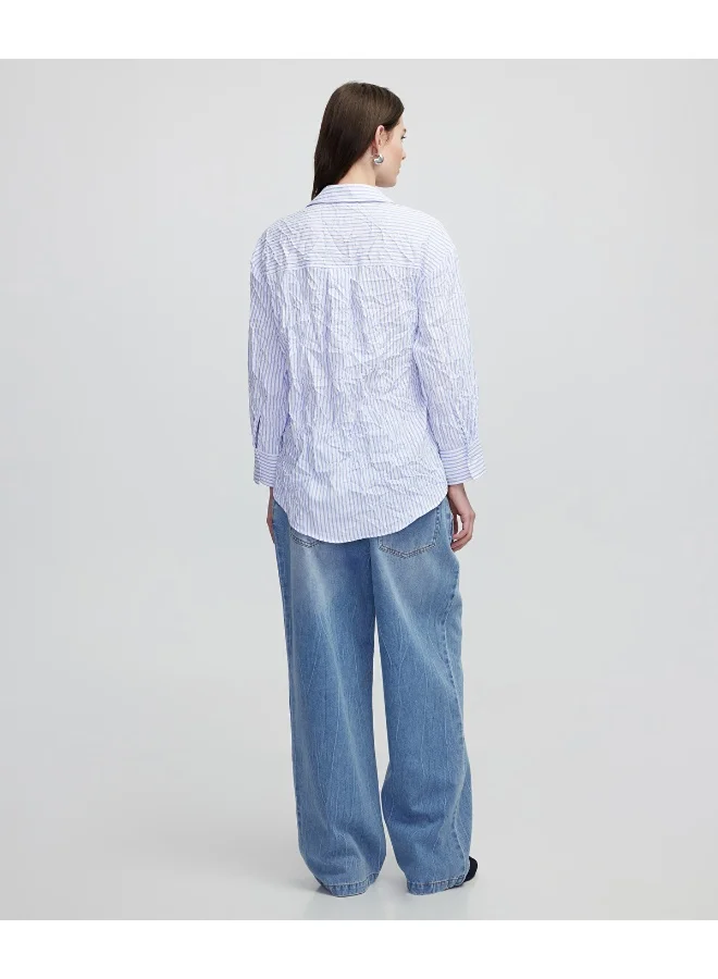 إبيكيول Striped Blouse With Denim Applique