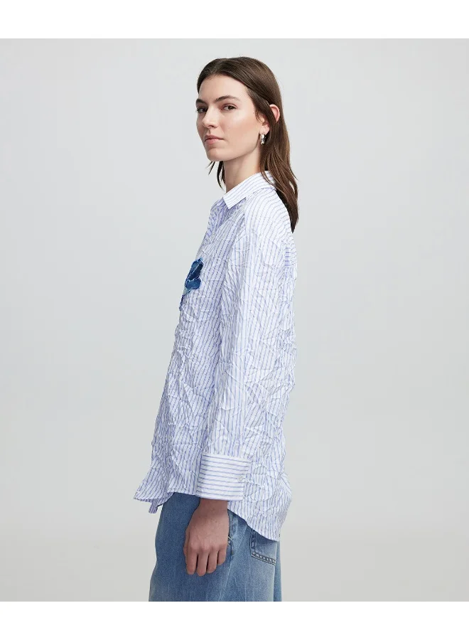 إبيكيول Striped Blouse With Denim Applique