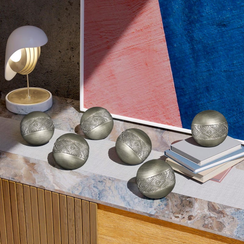Creative Scents Dublin Silver 3â€ Decorative Balls - Set of 3 Decorative Balls for Bowls and Vases, Decorative Orbs, Premium Home Decor Vase Filler, Spheres for Coffee Table Decor, Dining, Living Room - Image 3
