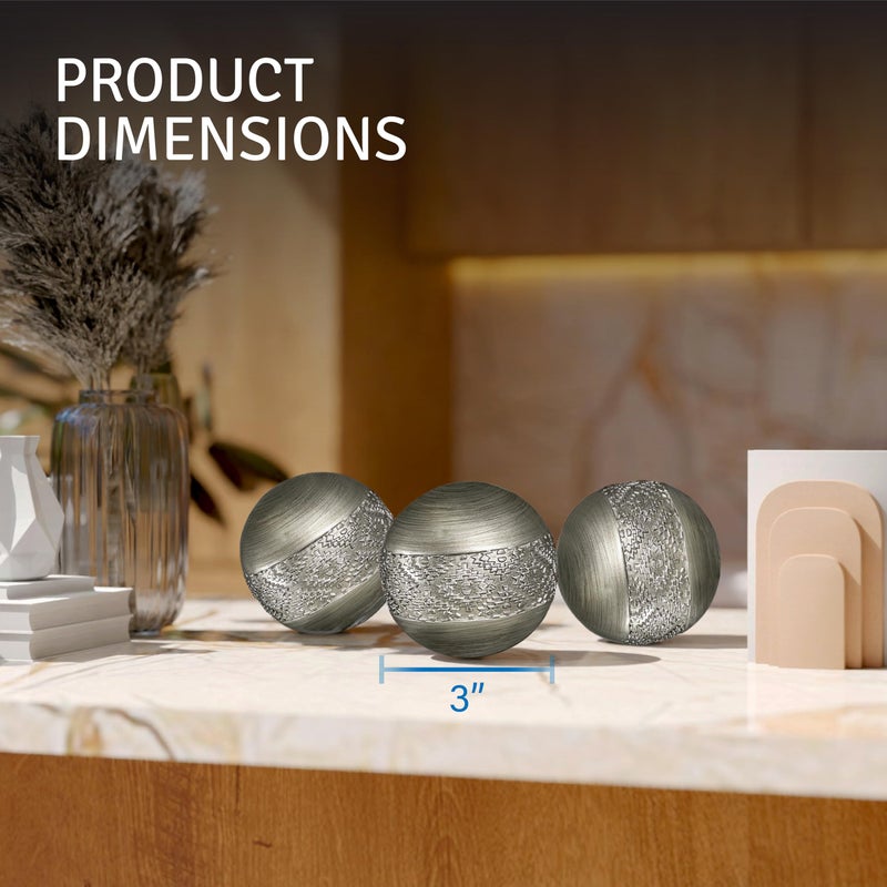Creative Scents Dublin Silver 3â€ Decorative Balls - Set of 3 Decorative Balls for Bowls and Vases, Decorative Orbs, Premium Home Decor Vase Filler, Spheres for Coffee Table Decor, Dining, Living Room - Image 4