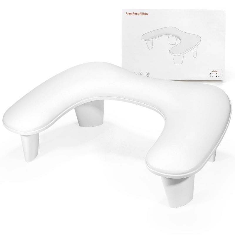 LIONVISON Arm Rest for Nails Tech U Shaped - Comfortable Manicure Nail Hand Rest Pillow Cushion, Nail Armrest Stand for Acrylic Nail Art Tech, Quick Installation, White - Image 1