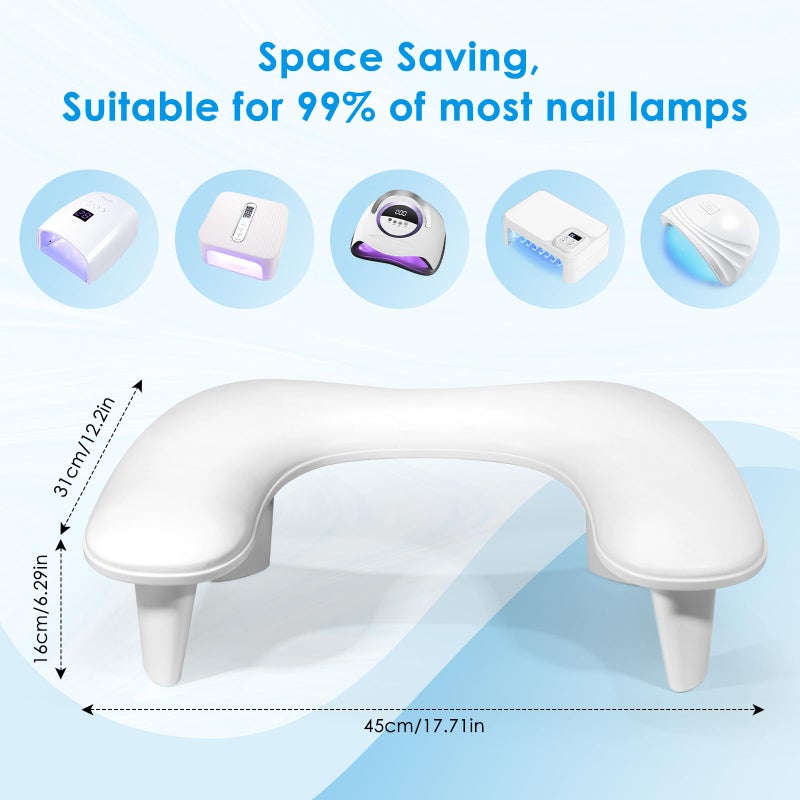 LIONVISON Arm Rest for Nails Tech U Shaped - Comfortable Manicure Nail Hand Rest Pillow Cushion, Nail Armrest Stand for Acrylic Nail Art Tech, Quick Installation, White - Image 5
